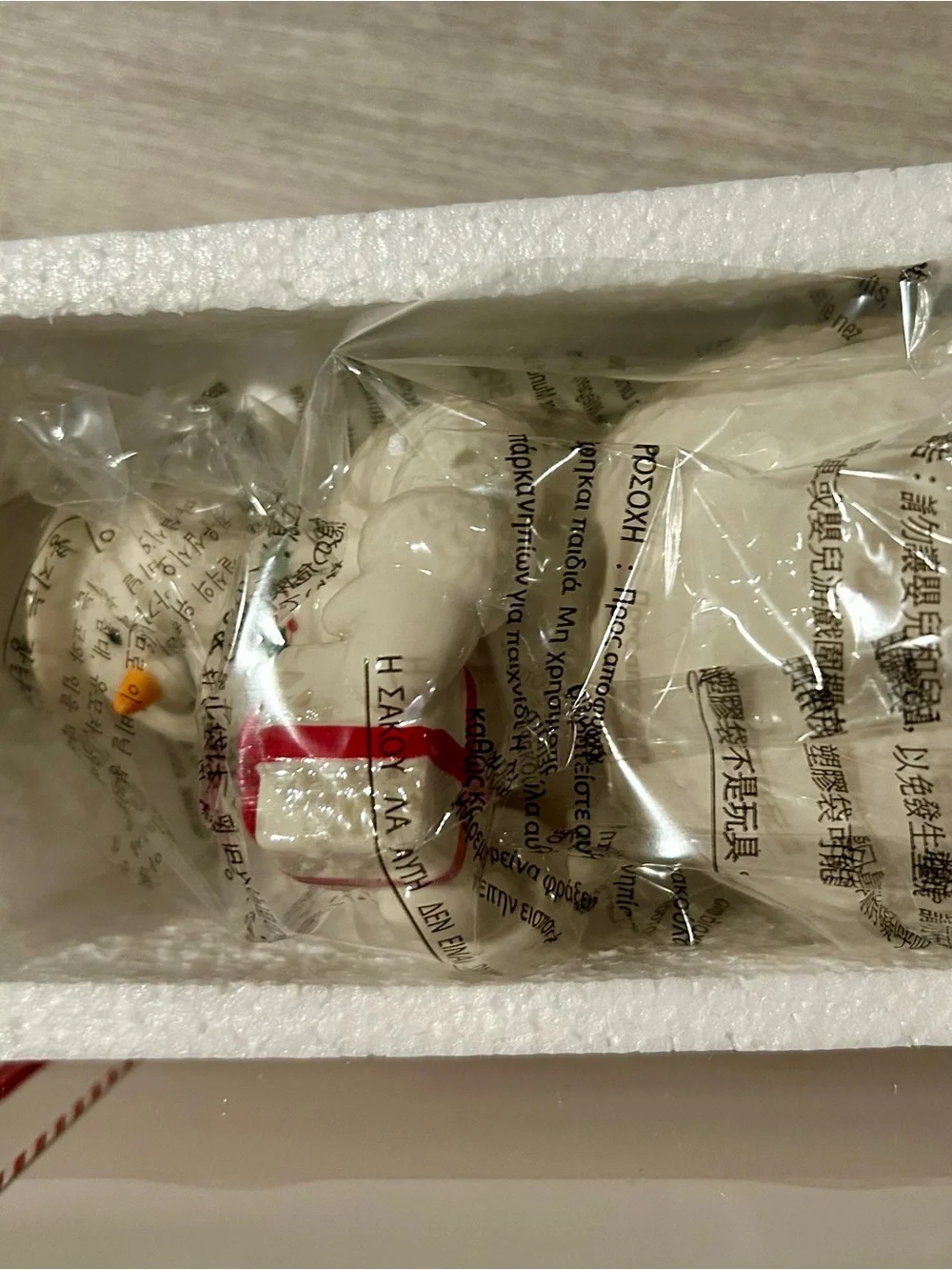 Lenox White Snowman Figurine with Red Gift and Green Holly Scarf
